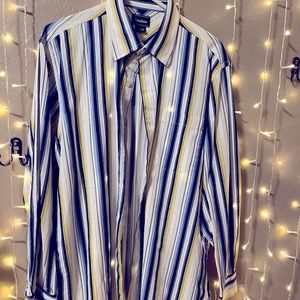 Beautiful men’s dress shirt, multi colored stripes.